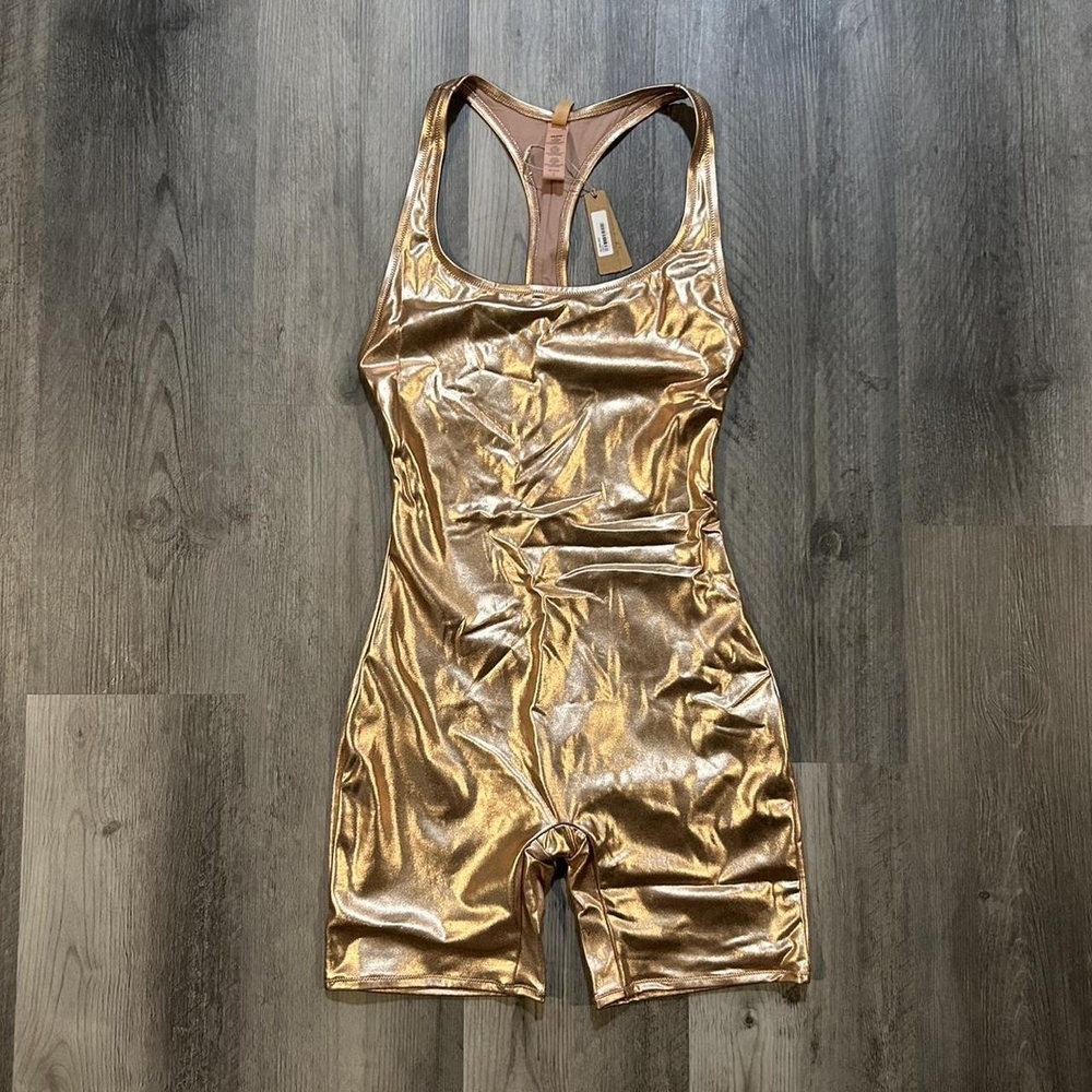 SKIMS Shiny Gold Shapewear Bodysuit
